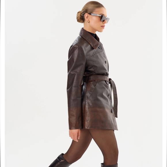 LAMARQUE COLLECTION MARLOWE | LEATHER TRENCH COAT - Picture 9 of 9